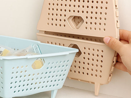 Hopfällbar fruktkorg/durkslag plast med löstagbar insats 22,5x20 cm
