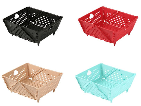 Hopfällbar fruktkorg/durkslag plast med löstagbar insats 22,5x20 cm