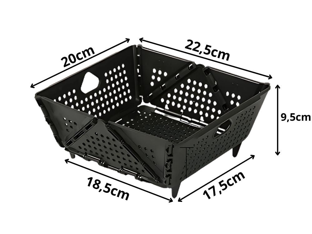 Hopfällbar fruktkorg/durkslag plast med löstagbar insats 22,5x20 cm
