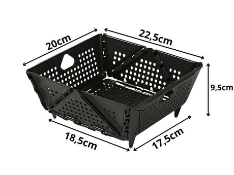 Hopfällbar fruktkorg/durkslag plast med löstagbar insats 22,5x20 cm