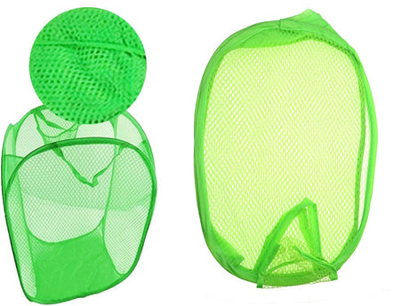 Hopfällbar förvaringskorg i mesh 40 L grön 47x26x26 cm