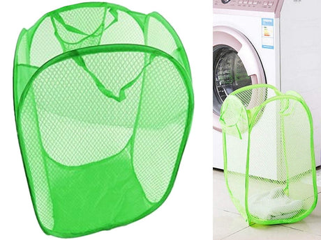 Hopfällbar förvaringskorg i mesh 40 L grön 47x26x26 cm