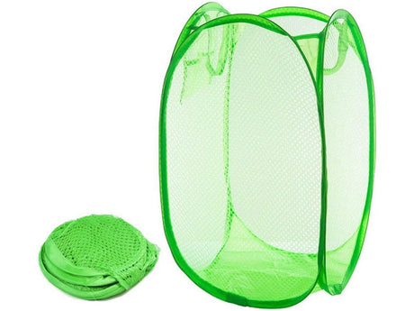 Hopfällbar förvaringskorg i mesh 40 L grön 47x26x26 cm