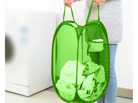 Hopfällbar förvaringskorg i mesh 40 L grön 47x26x26 cm