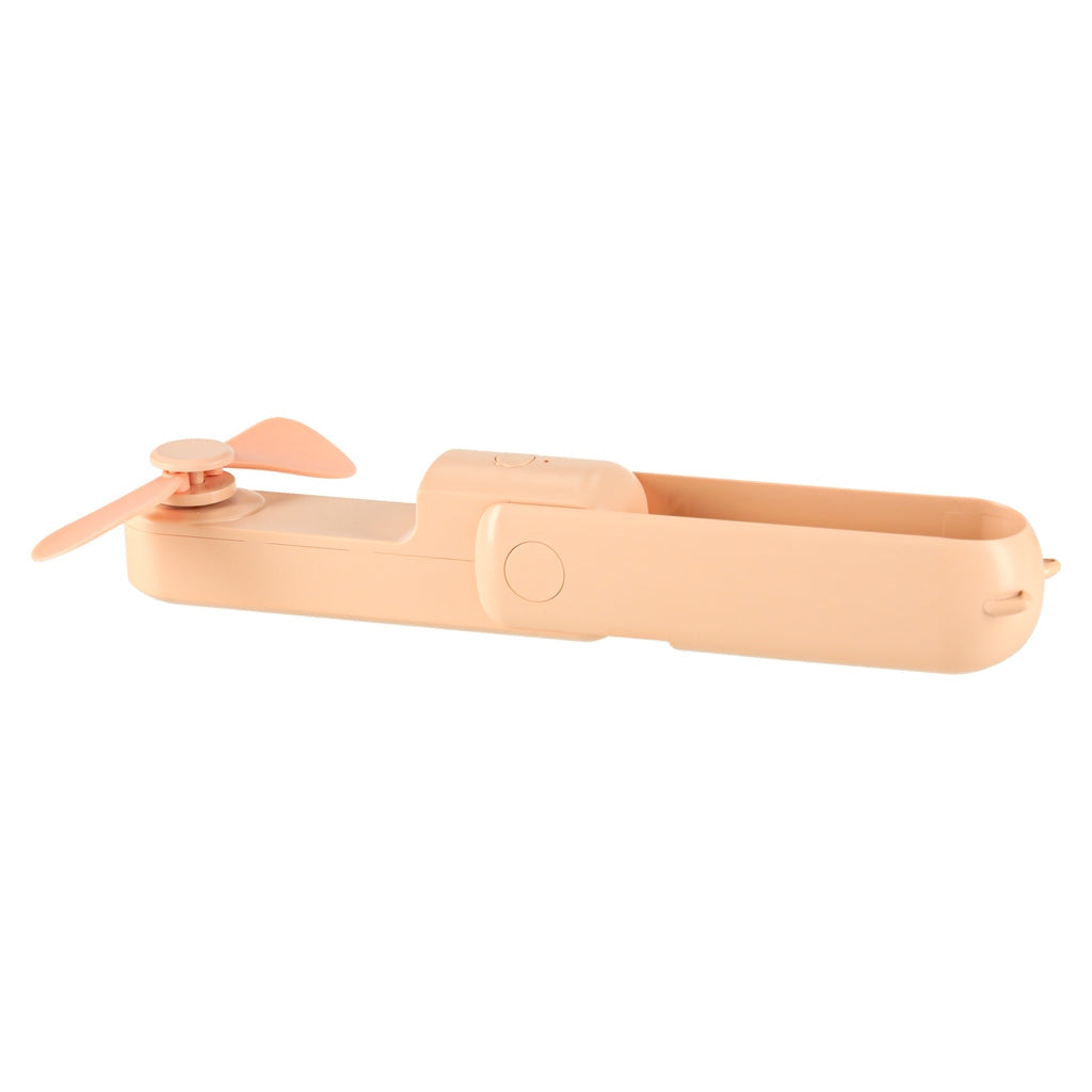 Hopfällbar mini handfläkt USB-C 3 hastigheter powerbank 1200 mAh rosa