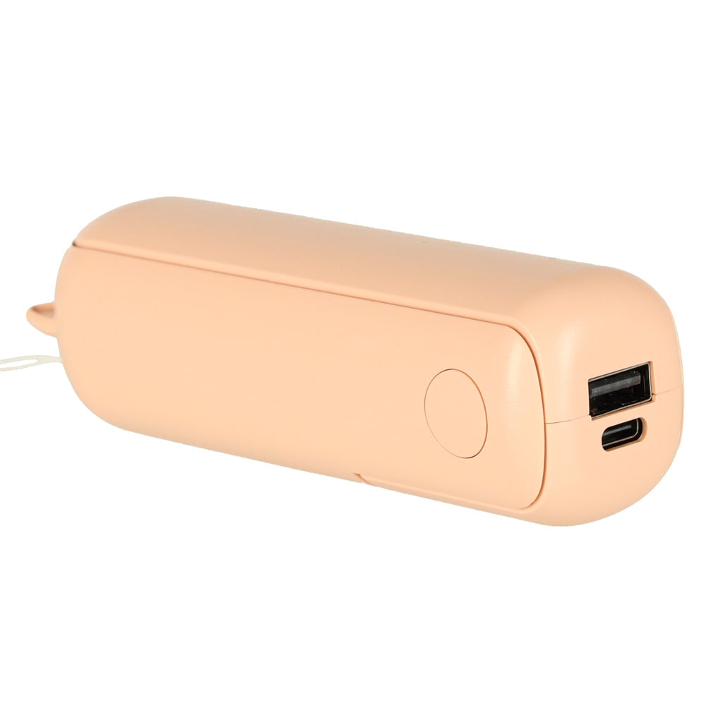 Hopfällbar mini handfläkt USB-C 3 hastigheter powerbank 1200 mAh rosa