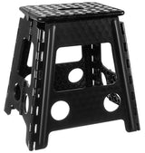 Hopfällbar pall 39 cm halkfri med bärhandtag 100 kg svart/vit