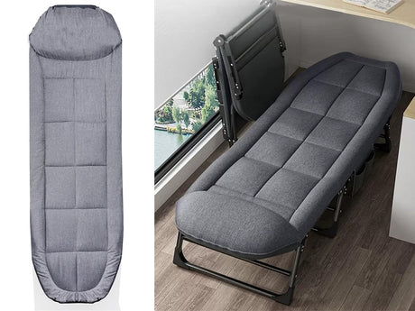 Hopfällbar resesäng med madrass och justerbart ryggstöd grå 190 cm