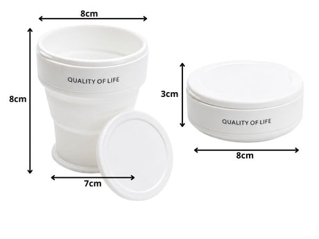 Hopfällbar silikonmugg med lock 200 ml vit