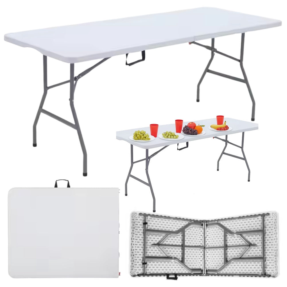 Hopfällbart bord 180x74 cm HDPE plast med bärhandtag stålram