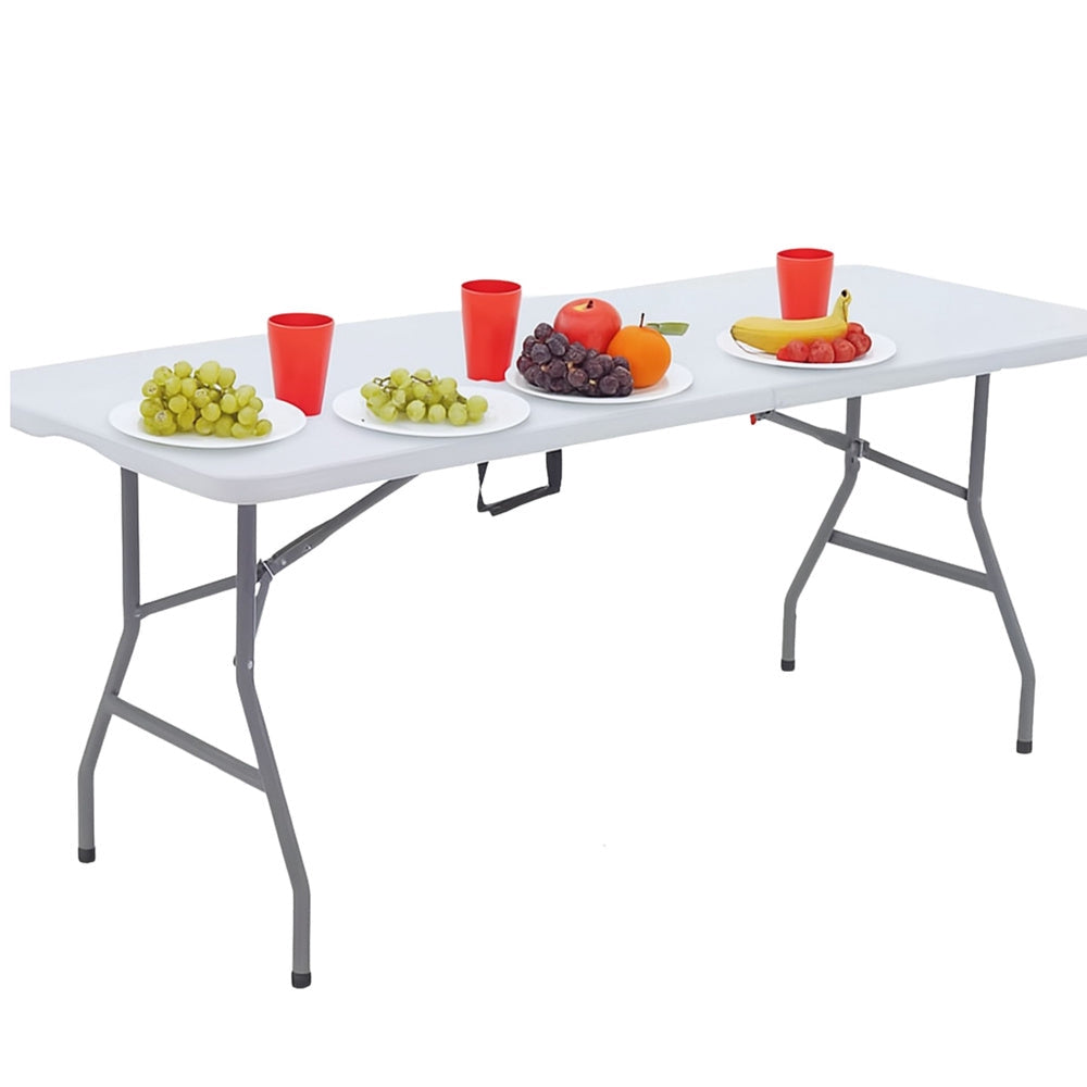Hopfällbart bord 180x74 cm HDPE plast med bärhandtag stålram