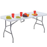Hopfällbart bord 180x74 cm HDPE plast med bärhandtag stålram