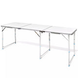Hopfällbart campingbord 180x60 cm justerbar höjd creme