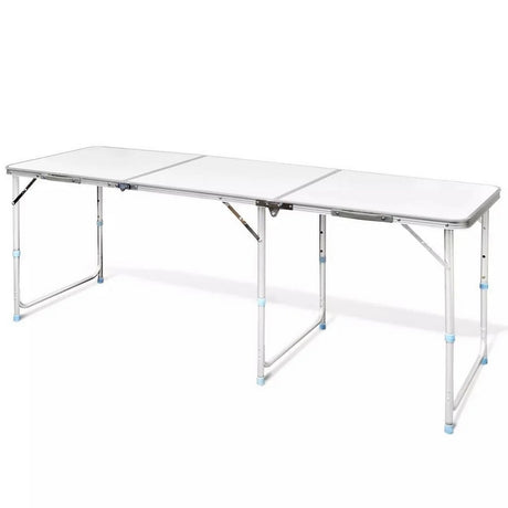Hopfällbart campingbord 180x60 cm justerbar höjd creme