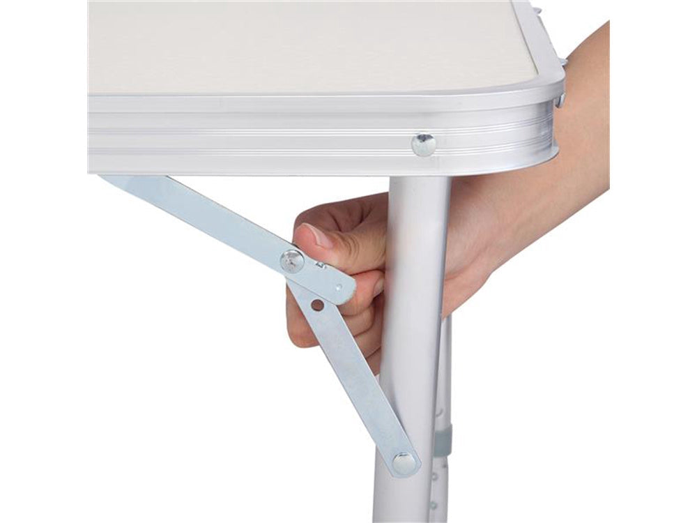 Hopfällbart campingbord 180x60 cm justerbar höjd creme