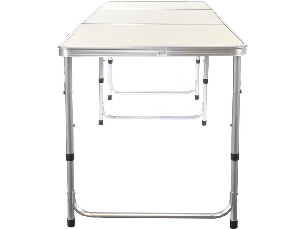 Hopfällbart campingbord 180x60 cm justerbar höjd creme