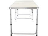 Hopfällbart campingbord 180x60 cm justerbar höjd creme