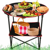 Hopfällbart campingbord 72 cm med dryckeshållare & transportväska
