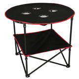 Hopfällbart campingbord 72 cm med dryckeshållare & transportväska
