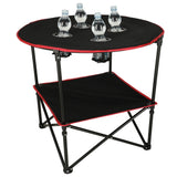 Hopfällbart campingbord 72 cm med dryckeshållare & transportväska