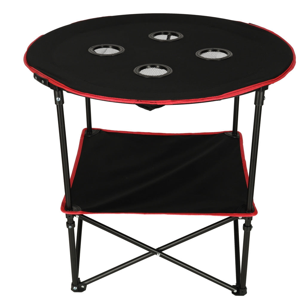 Hopfällbart campingbord 72 cm med dryckeshållare & transportväska