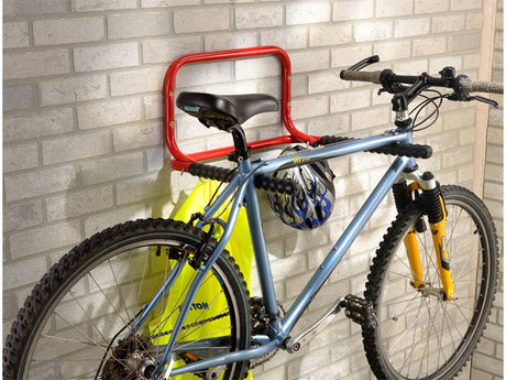 Hopfällbart cykelställ vägg för 2 cyklar 60 kg metall svart/röd