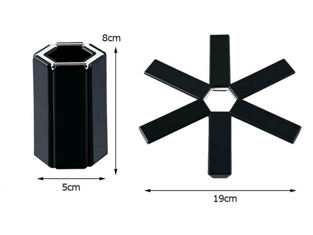 Hopfällbart grytunderlägg 19 cm värmetåligt 220°C, svart