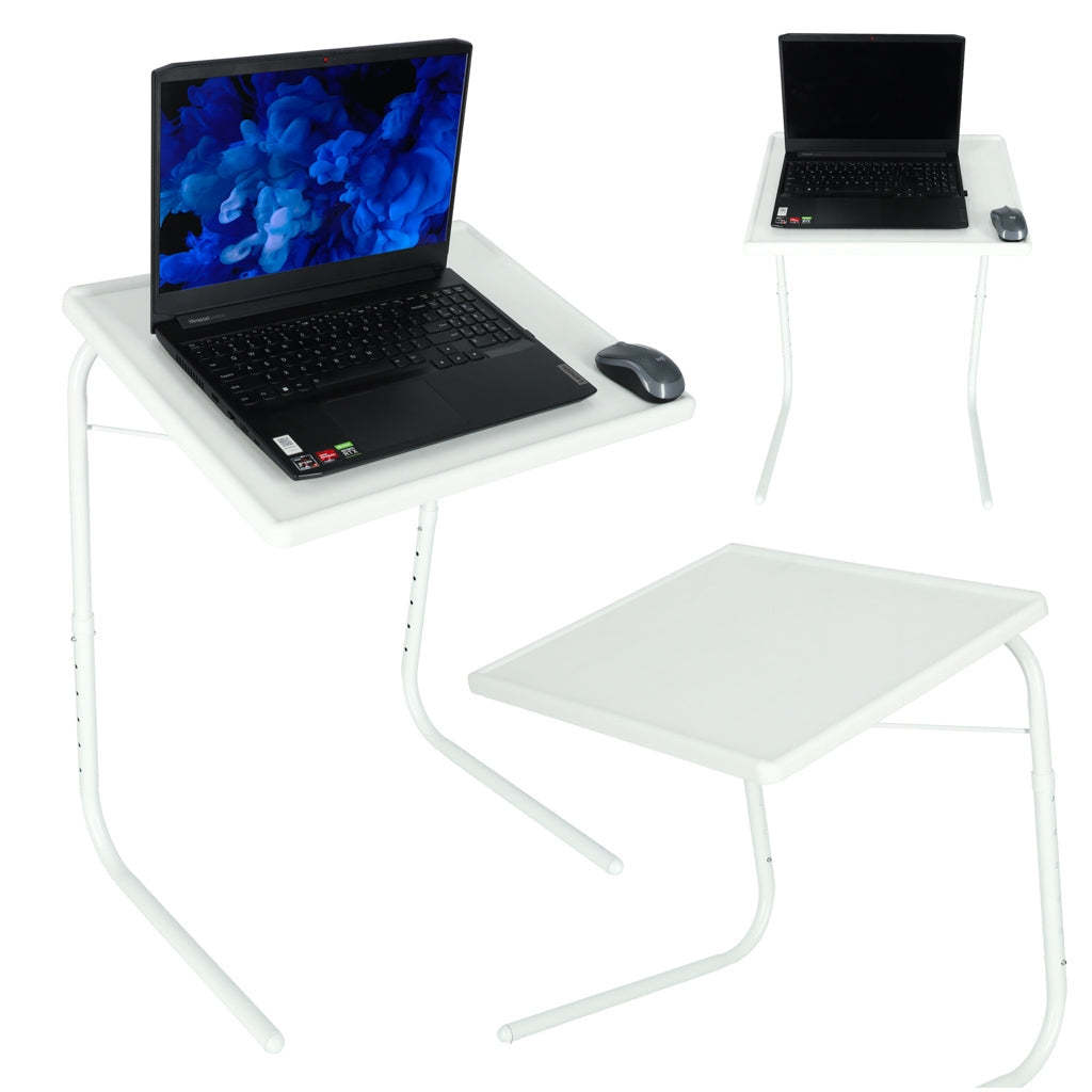 Hopfällbart laptopbord sidobord justerbar höjd/vinkel 52x40 cm vit