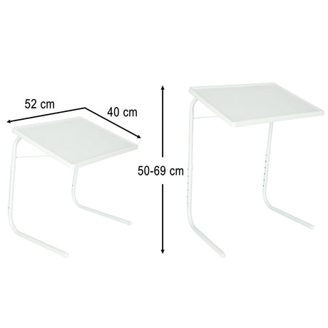 Hopfällbart laptopbord sidobord justerbar höjd/vinkel 52x40 cm vit
