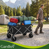 Hopfällbar transportvagn 150L 200kg off-road hjul broms svart