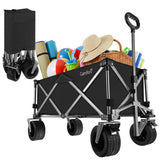 Hopfällbar transportvagn 150L 200kg off-road hjul broms svart