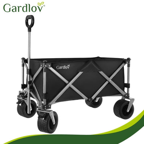 Hopfällbar transportvagn 150L 200kg off-road hjul broms svart