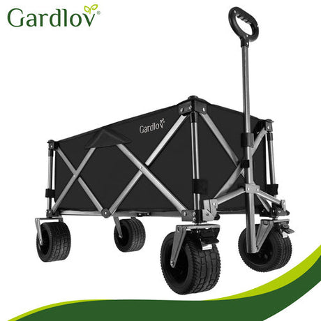 Hopfällbar transportvagn 150L 200kg off-road hjul broms svart