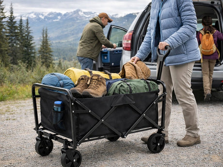 Hopfällbar transportvagn 80L 60kg med stora hjul svart