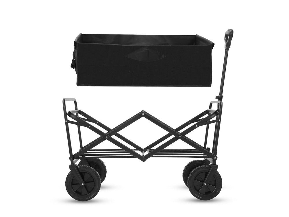 Hopfällbar transportvagn 80L 60kg med stora hjul svart