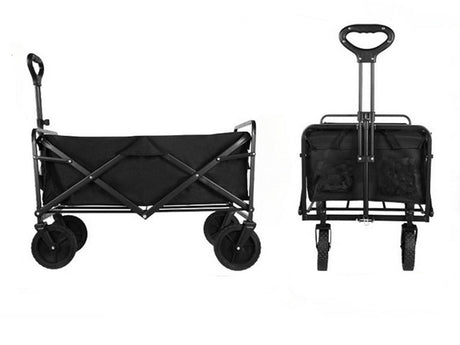 Hopfällbar transportvagn 80L 60kg med stora hjul svart