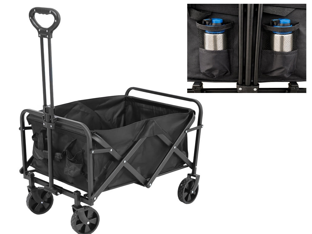 Hopfällbar transportvagn 80L 60kg med stora hjul svart