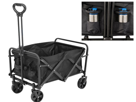 Hopfällbar transportvagn 80L 60kg med stora hjul svart