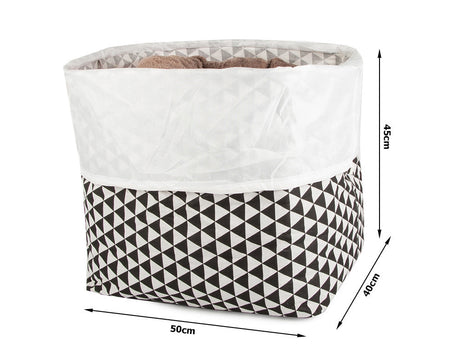 Hopfällbar tvättkorg 90 L rektangulär med lock och snörstängning 45x50x40 cm