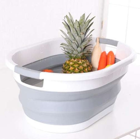 Hopfällbar tvättskål 25L med handtag, PP/TPE, höjd 6-24 cm