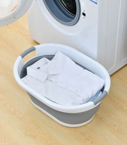Hopfällbar tvättskål 25L med handtag, PP/TPE, höjd 6-24 cm