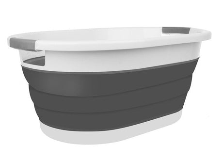 Hopfällbar tvättskål 25L med handtag, PP/TPE, höjd 6-24 cm
