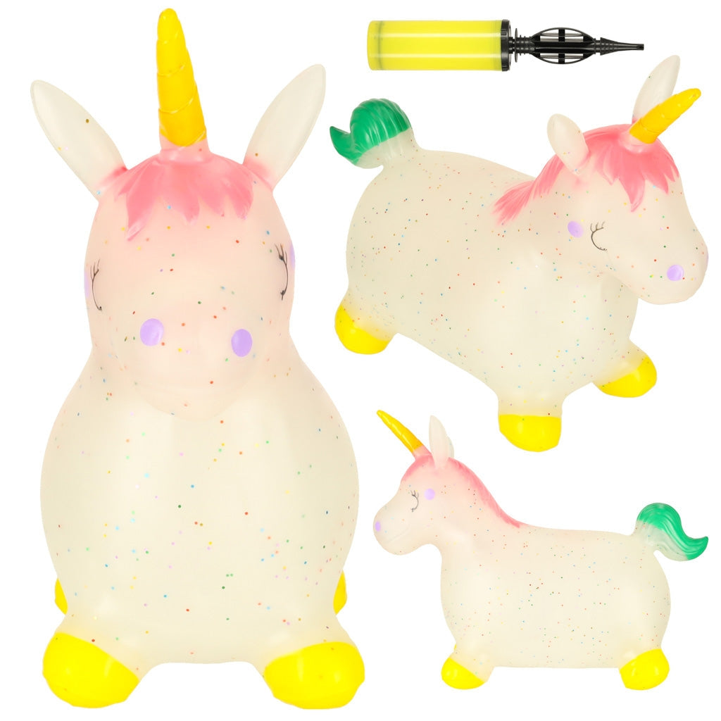 Hoppande ponny gummihäst unicorn 60 cm med pump max 25 kg