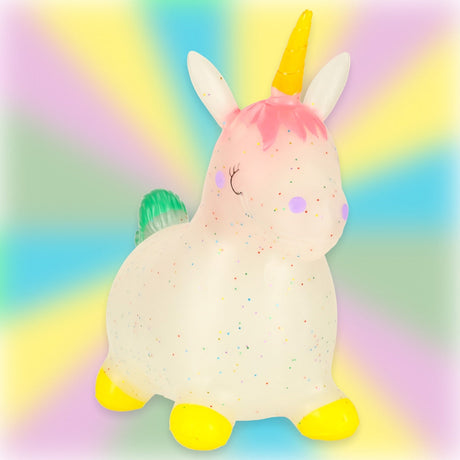 Hoppande ponny gummihäst unicorn 60 cm med pump max 25 kg