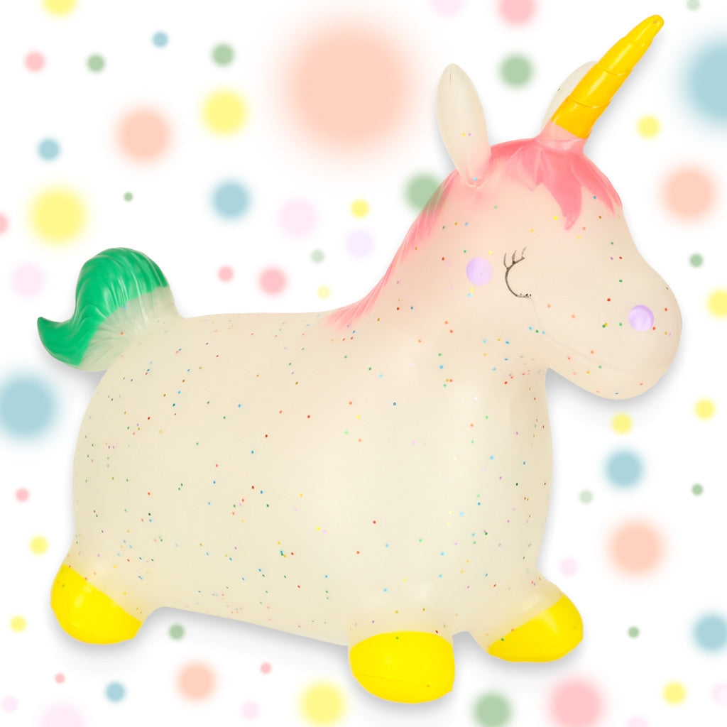 Hoppande ponny gummihäst unicorn 60 cm med pump max 25 kg