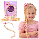Hårband med lång blond fläta 50 cm och prinsesskrona, barn