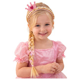 Hårband med lång blond fläta 50 cm och prinsesskrona, barn