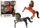 Hästfigur 14 cm brun/grå stående på bakbenen, leksak 3+