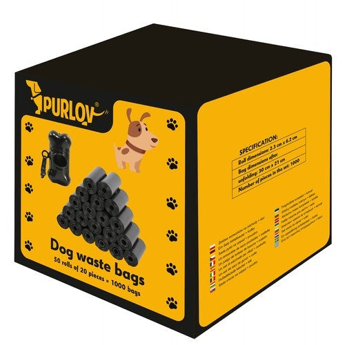 Hundbajspåsar 1000-pack med hållare svart 22x30 cm