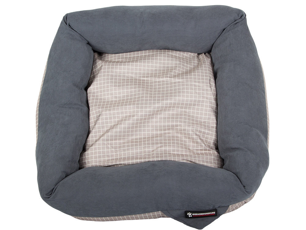 Hundbädd/kattbädd med hög kant och kudde 58x58x13 cm